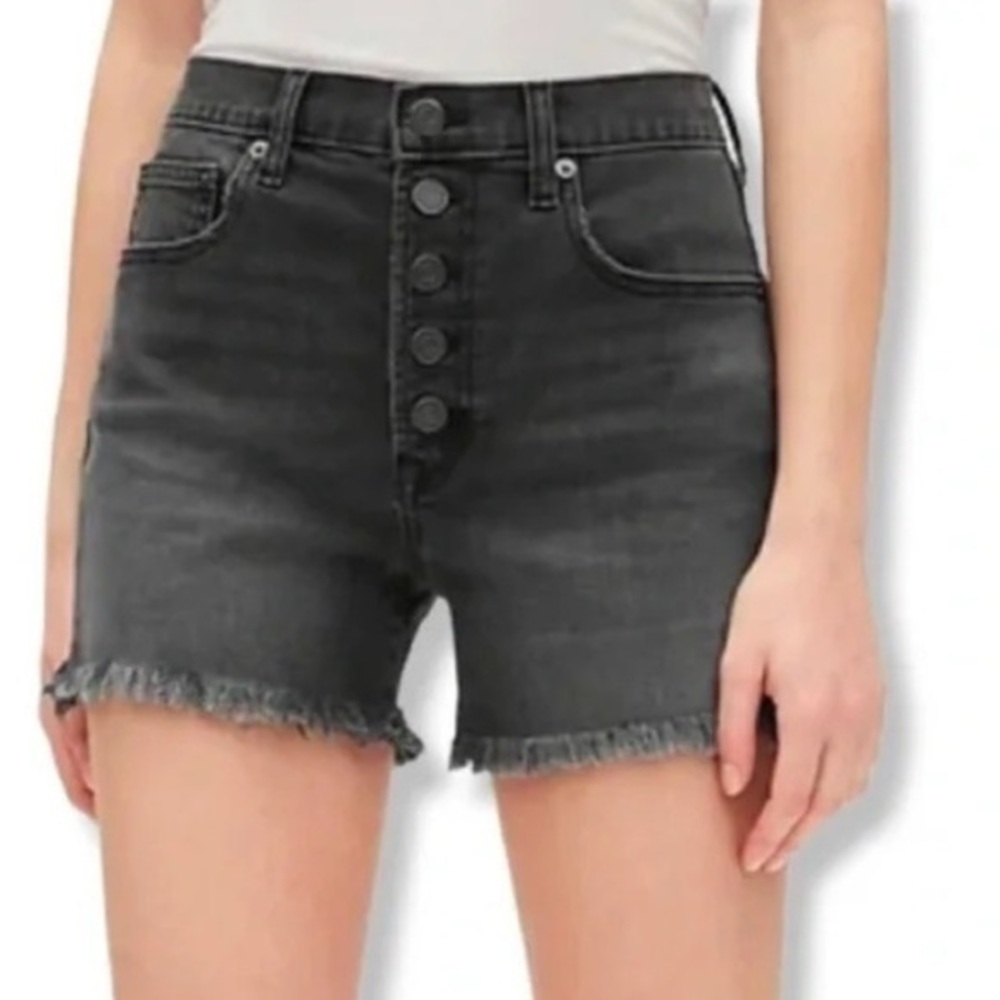 GAP stretch denim high rise 4” shorts washed black 10/30